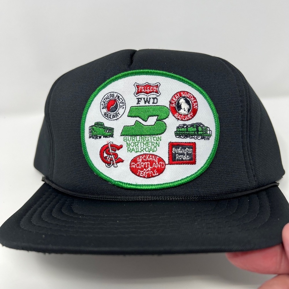 Burlington Northern Railroad Vintage Foam Snap-back Hat Spokane Portland Seattle